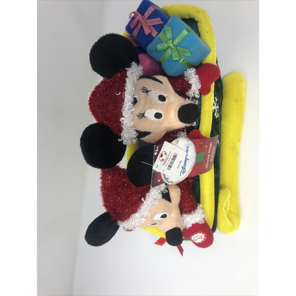Mickey & Minnie Dancing Sleigh Plush Sings Jingle Bells Singing Moving TAGS READ - Picture 7 of 9